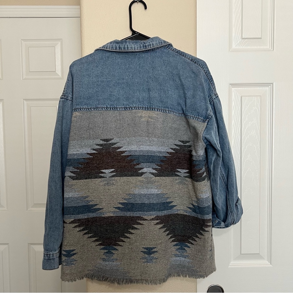 Denim and Patterned Jacket - Picture 7 of 8